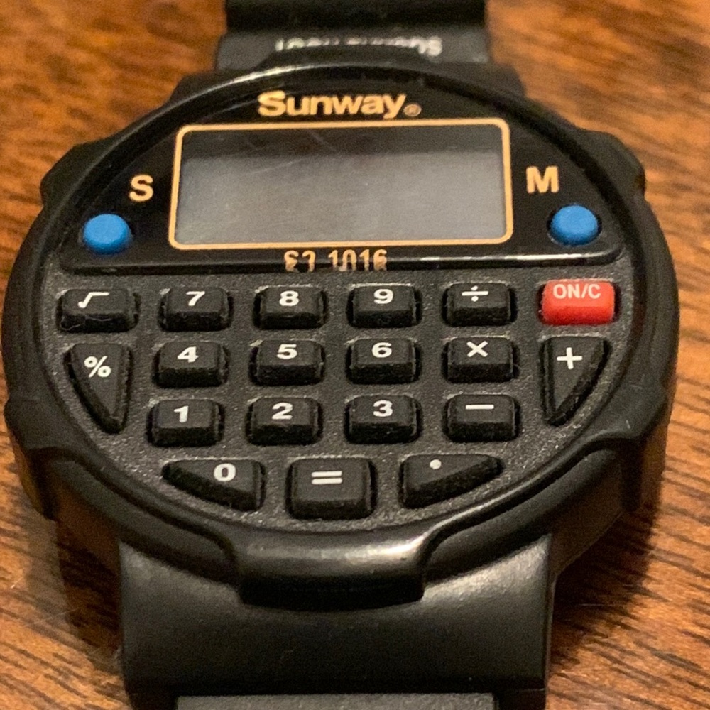 Sunway Calculator Digital Watch Luxury Dual Functions Calendar Clock Vintage